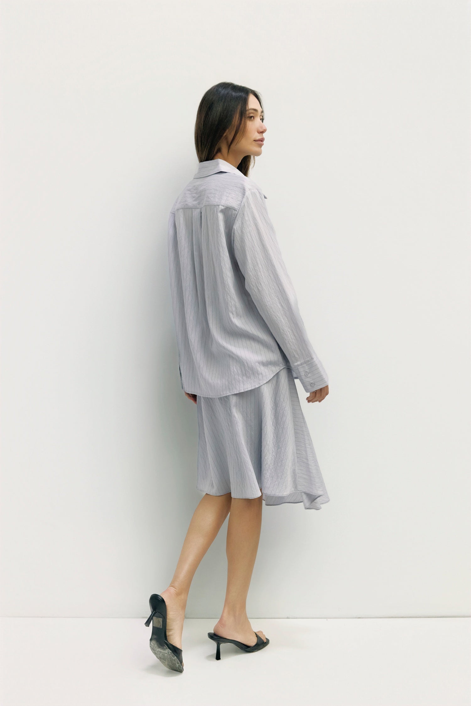 The Alexandra Top | Sheer Pinstripe Button-Down Shirt