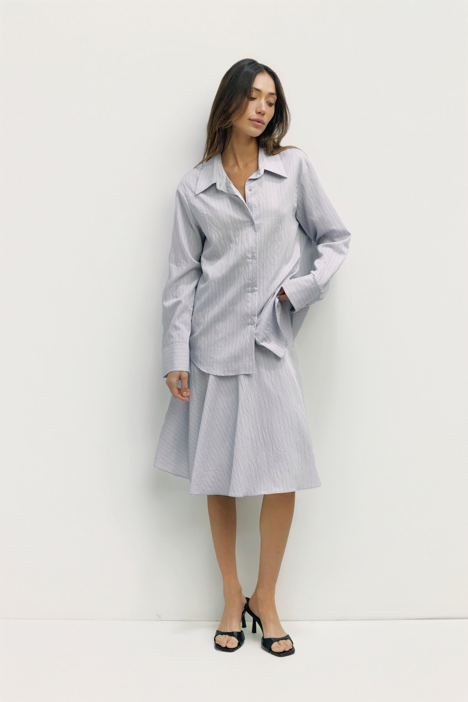 The Alexandra Top | Sheer Pinstripe Button-Down Shirt