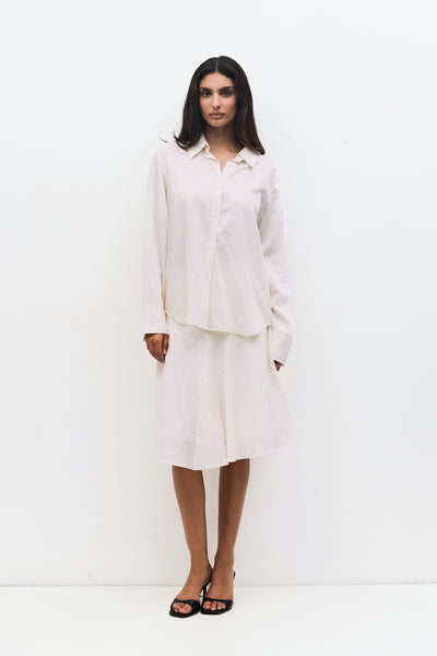 The Alexandra Top | Sheer Pinstripe Button-Down Shirt