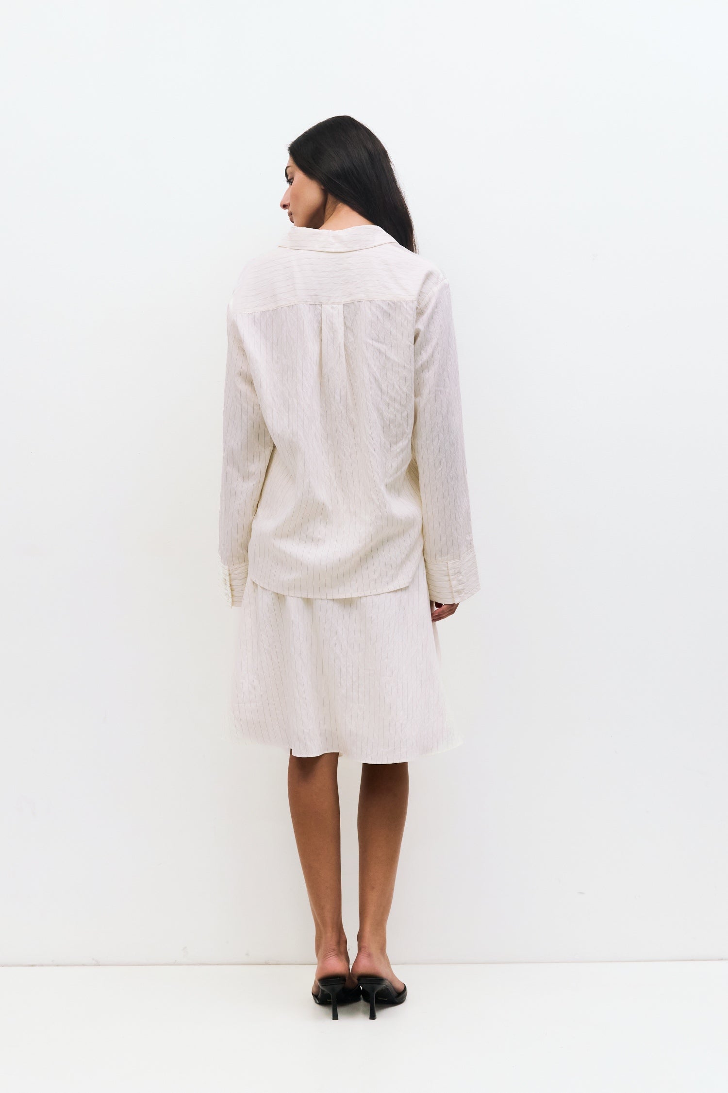 The Alexandra Top | Sheer Pinstripe Button-Down Shirt