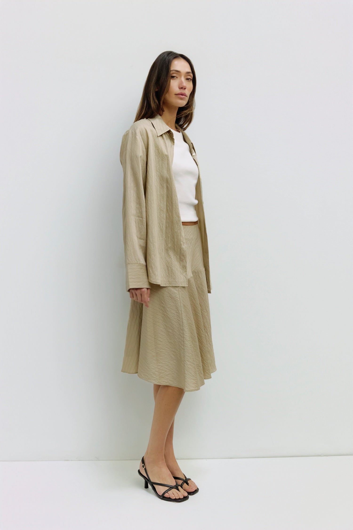 The Alexandra Top | Sheer Pinstripe Button-Down Shirt