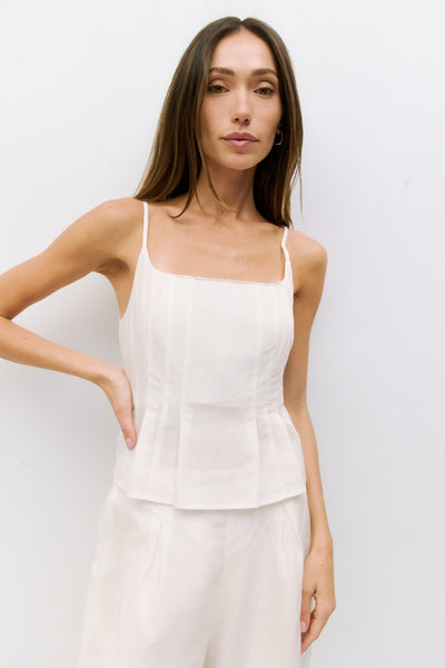 The Jocelyn Top | Pleated Linen Tank