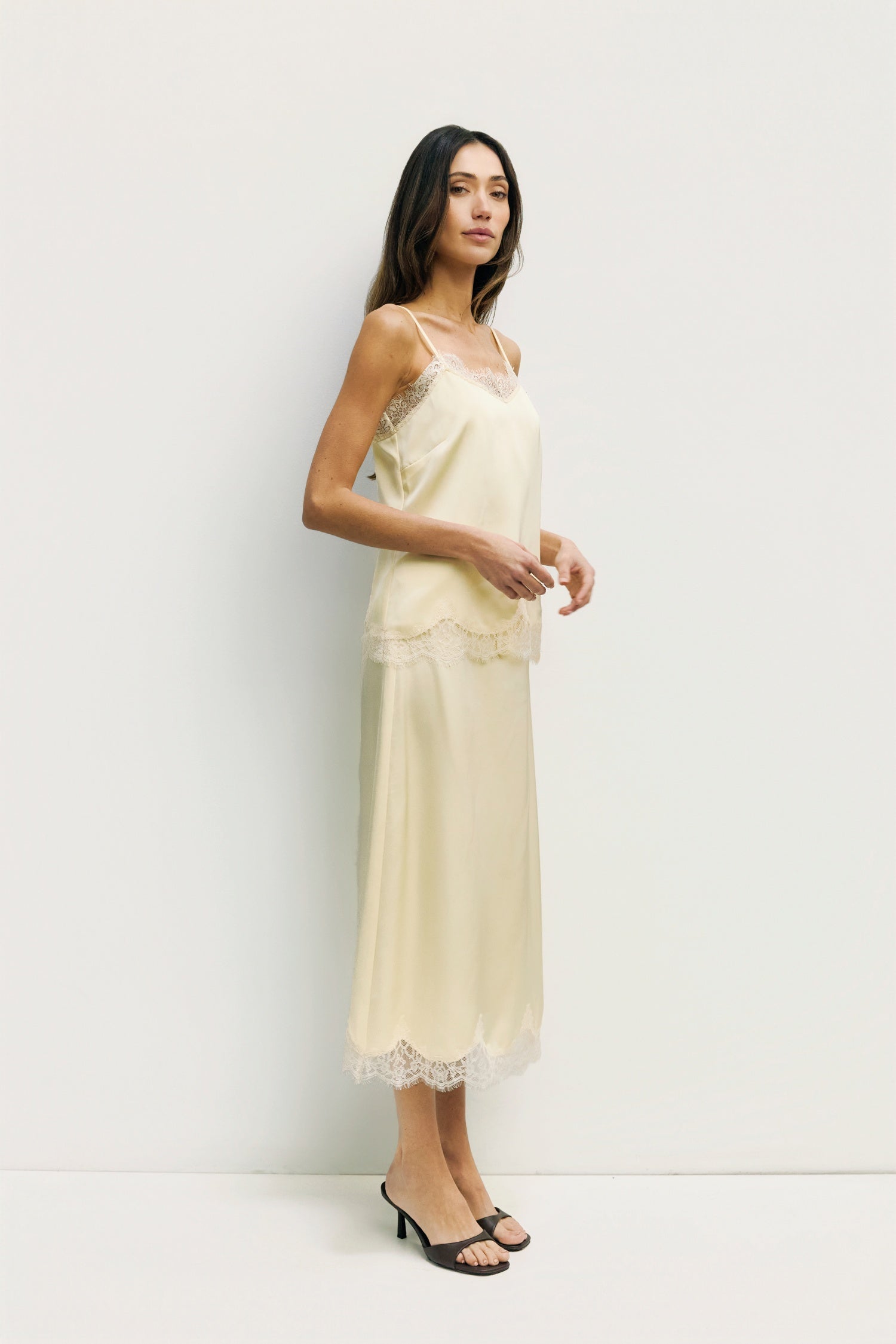 The Gabrielle Top | Loose Satin Lace Tank Top