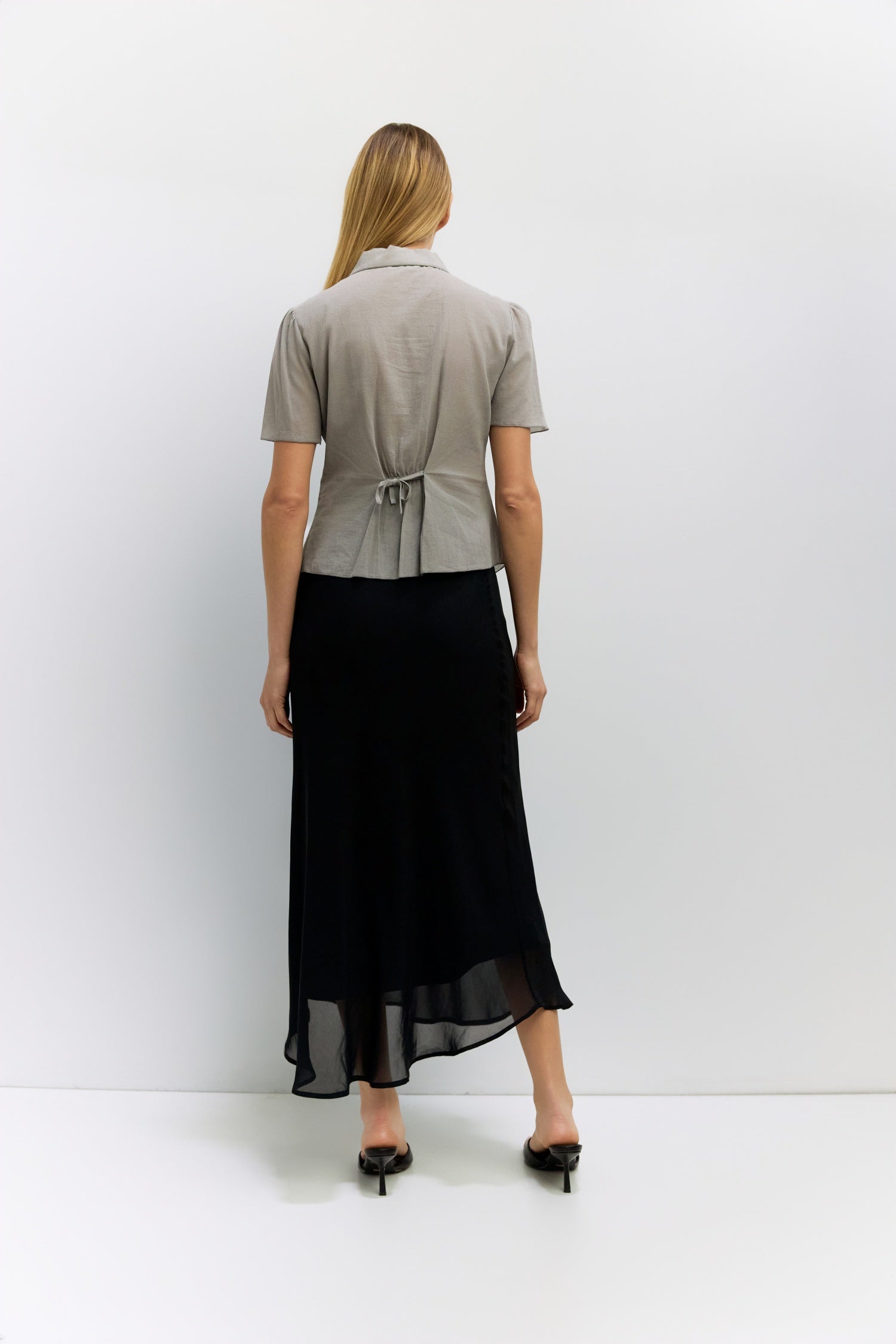 The Gianna Top | Sheer Crepe Button-Down Blouse