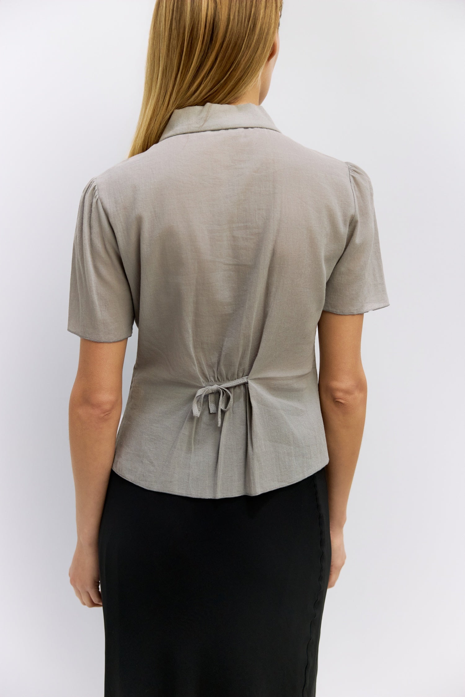 The Gianna Top | Sheer Crepe Button-Down Blouse