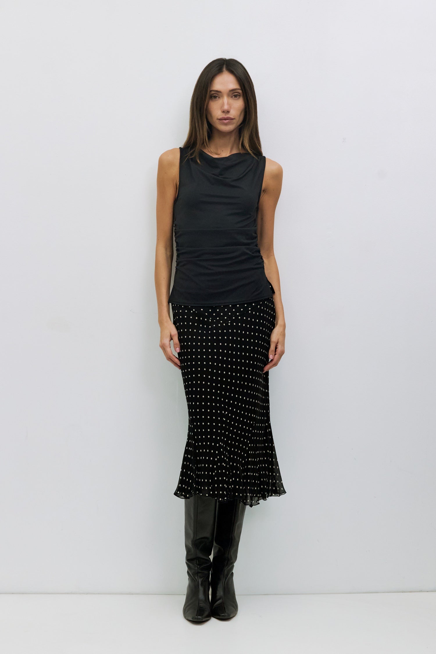 The Kelsey Top | Sleeveless Cowl Neck Top Black / S