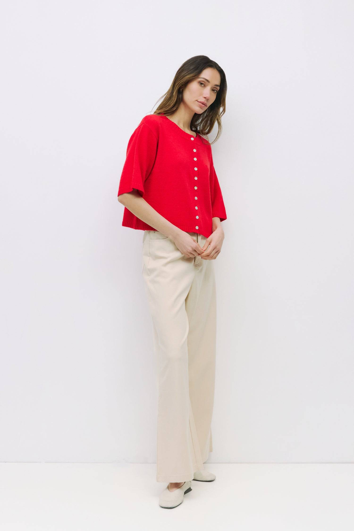 The Stacey Cardigan | Brushed Half Sleeve Cardigan