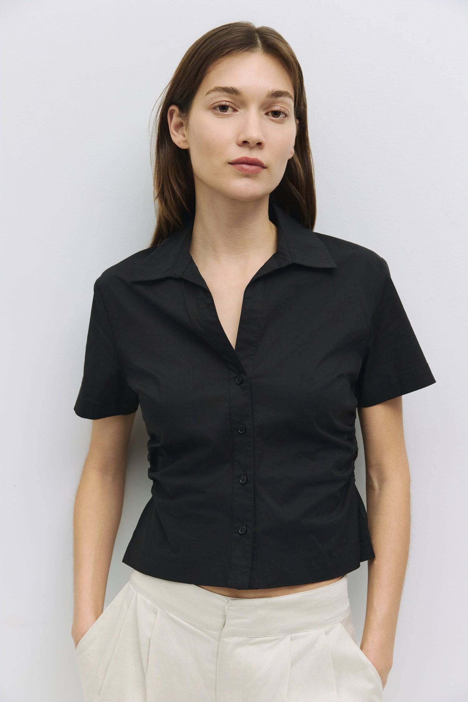 The Saxon Top | Short Sleeve Button-Down Blouse
