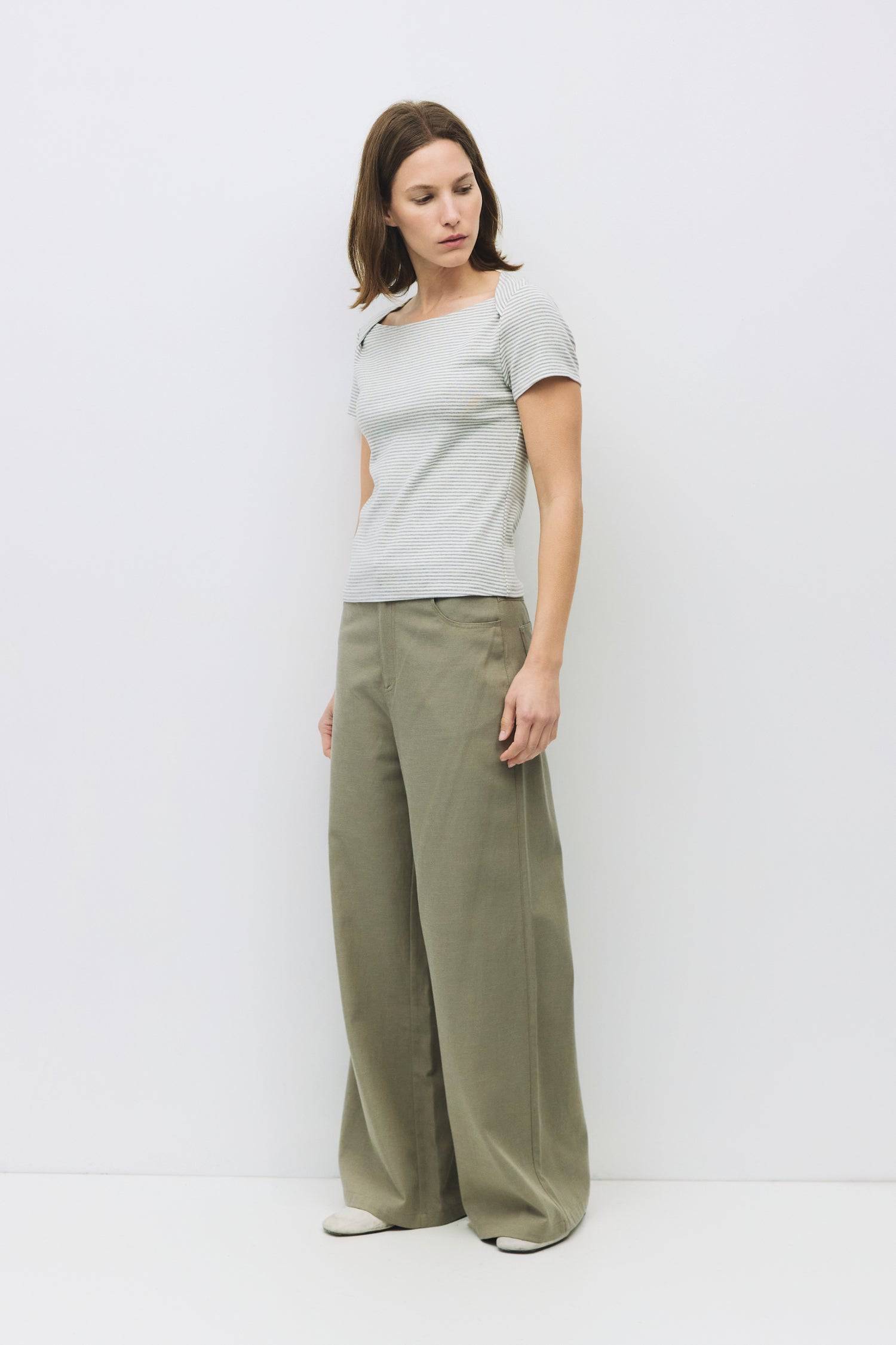 8954057097437, The Sasha Top, Tops, Mod Ref, beige,Black,boat neck,boat neckline,Casual,cf-color-beige,cf-color-grey,cf-size-l,cf-size-m,cf-size-s,cf-size-xl,cf-vendor-all-row,Comfortable,Crew Neckline,Everyday,final-sale,finalsale,Grey,Layers,Lightweight,Minimal,new,Relaxed,Relaxed Fit,sale,Soft,Spring,Stripe,Striped,Top,Trendy,Vertical Stripes,Women's, Information The Sasha Top is a fitted boat neck tee with classic short sleeves and a timeless stripe pattern. An everyday essential that’s easy to dress up