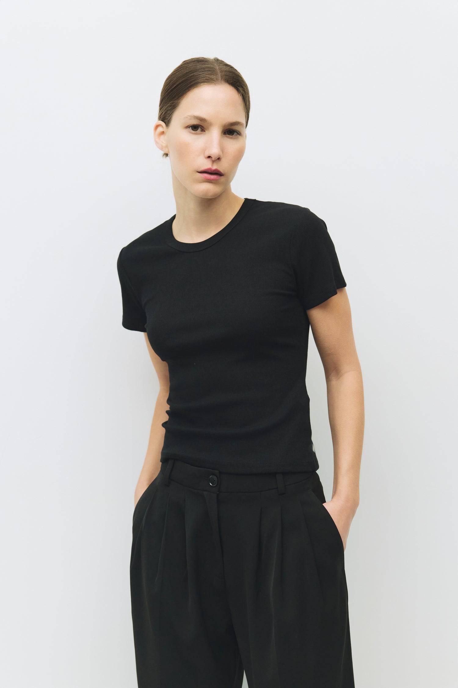 8983731699933, The Miller Top, Tops, Mod Ref, 90s,Basic,Basics,Black,Blue,Casual,cf-color-black,cf-color-blue,cf-color-white,cf-size-l,cf-size-m,cf-size-s,cf-vendor-mod-ref,Comfortable,Crew Neck,Crew Neckline,Everyday,Form Fitting,Ribbed,Ribbed Fabric,Ribbed Top,Short Sleeve,Spring,stretch,Stretchy,Summer,Tee,Tops,Transitional,white,Women's, Information The Miller Top is a short-sleeve ribbed tee made from a heavy-weight knit for a structured, comfortable fit. With its classic round neckline, it’s a versati