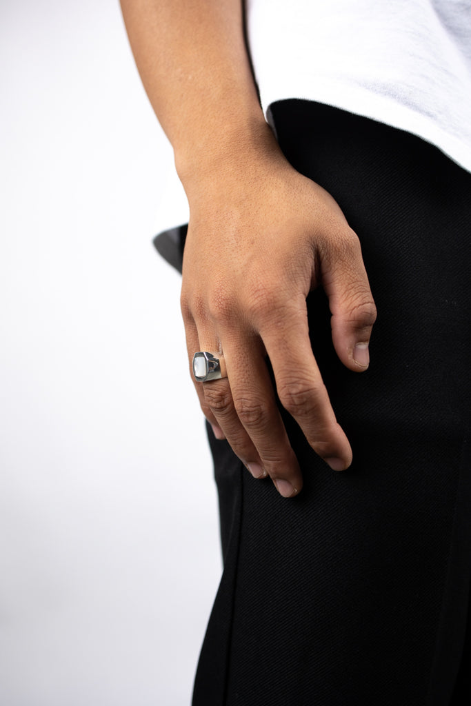 White Pearl Stone Ring