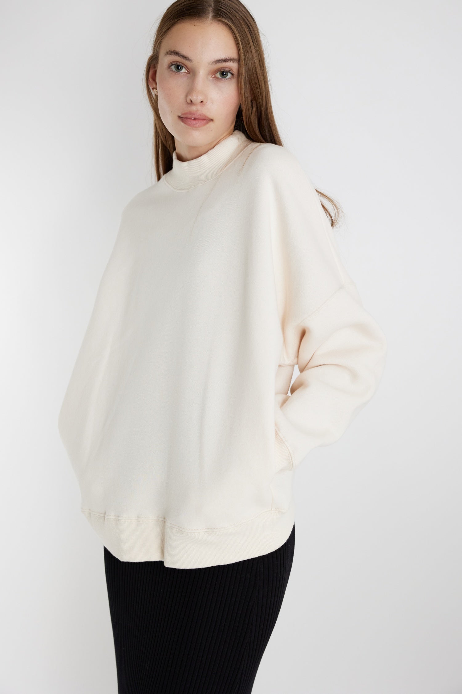 White high cheap neck sweatshirt